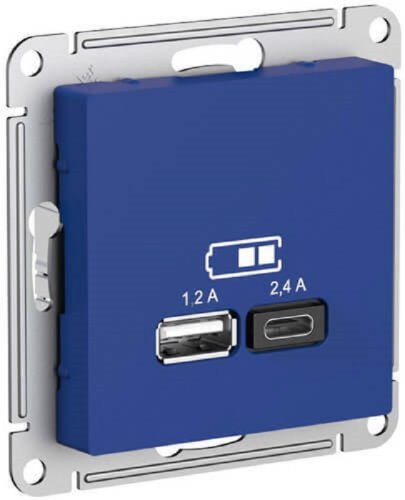 Розетка USB тип A+С без рамки Systeme Electric AtlasDesign 2-м. 2400мА аквамарин картинка